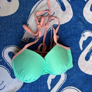 aerie | Turquoise and Pink Bikini Top